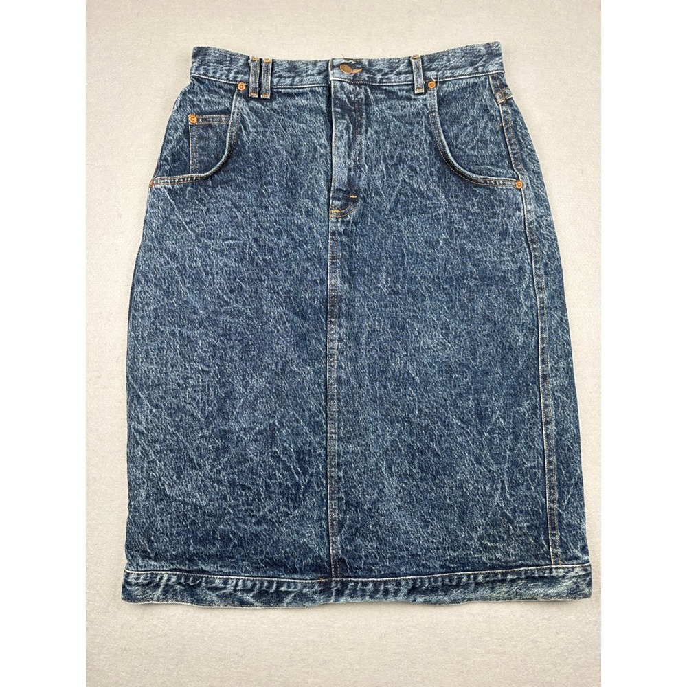 Lee Vintage Denim Skirt Womens 16 Acid Wash Midi Pencil Retro